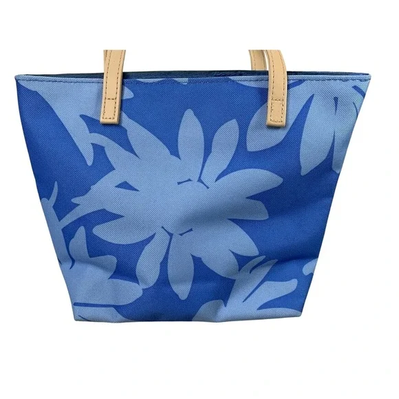 Estee Lauder Blue Floral Makeup Small Tote Bag Fully Lined 2005 7x8x3" - Picture 3 of 7